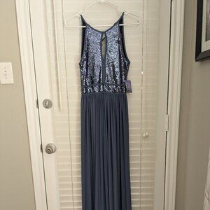 Floor length Morgan & Co. Size 3 Sleeveless Sequined Gown in Charcoal